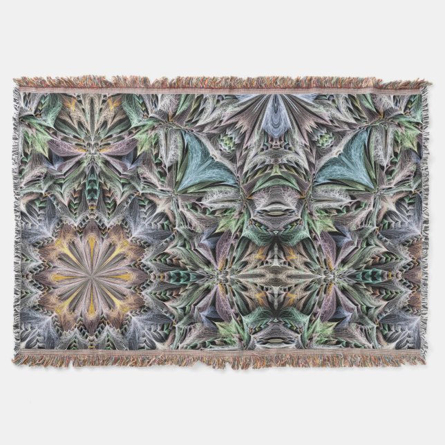 Abstract Dusty Succulent Garden Rosette Pattern Throw Blanket (Front)