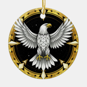 Abstract Eagle Spreading Wings Ceramic Ornament
