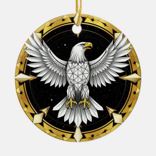 Abstract Eagle Spreading Wings Ceramic Ornament (Front)