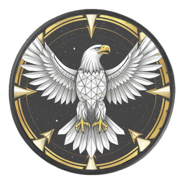 Abstract Eagle Spreading Wings Hockey Puck (Front)
