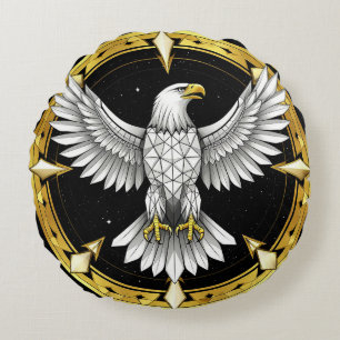 Abstract Eagle Spreading Wings Round Cushion