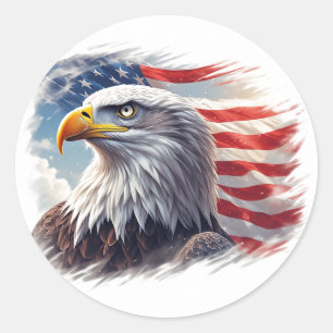 Abstract Eagle with Flag – Artistic USA Design Classic Round Sticker