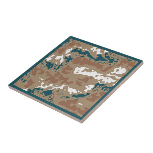 Abstract Earth Camouflage Brown Ceramic Tile