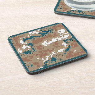 Abstract Earth Camouflage Brown Coaster