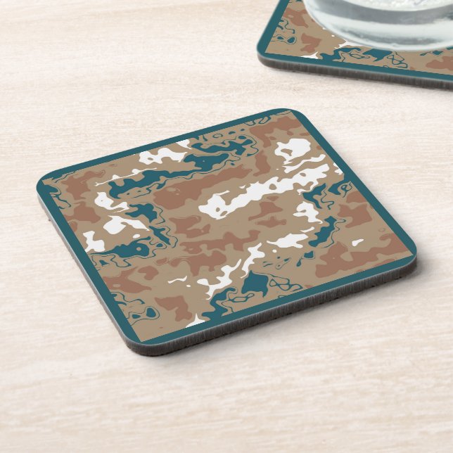 Abstract Earth Camouflage Brown Coaster (Left Side)