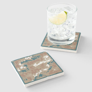 Abstract Earth Camouflage Brown Stone Coaster