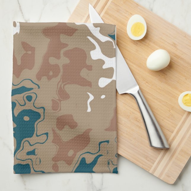 Abstract Earth Camouflage Brown Tea Towel (Quarter Fold)