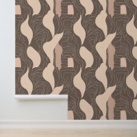 Abstract Earth Tone Flowing Line Art Pattern