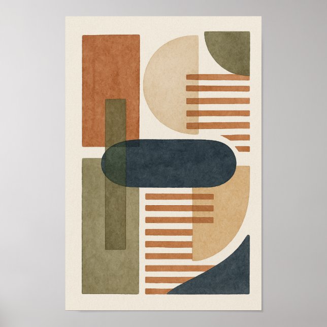 Abstract Earth Tone Geometric Shapes Poster (Front)