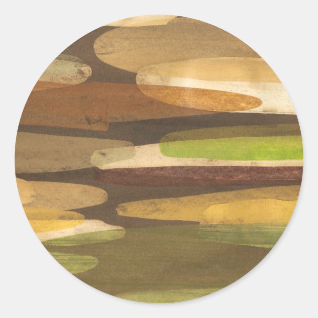 Abstract Earth Tone Landscape Classic Round Sticker (Front)