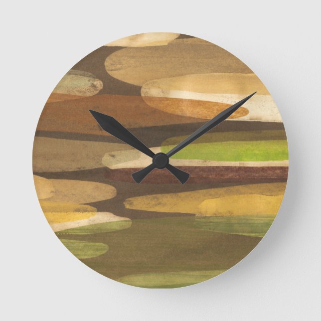 Abstract Earth Tone Landscape Round Clock (Front)