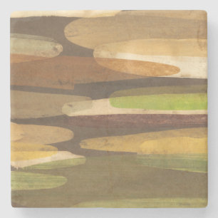 Abstract Earth Tone Landscape Stone Coaster