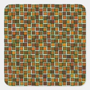 Abstract Earth Tone Squares Pattern Square Sticker