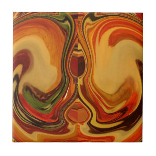 Abstract Earth Tone Swirl Art Print Ceramic Tile