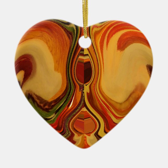 Abstract Earth Tone Swirl Art Print Ceramic Tree Decoration (Front)