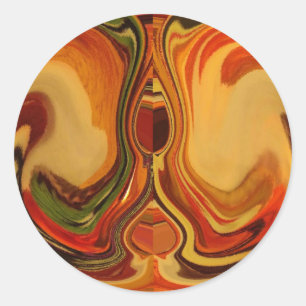 Abstract Earth Tone Swirl Art Print Classic Round Sticker