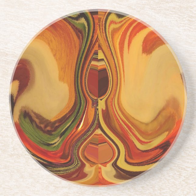 Abstract Earth Tone Swirl Art Print Coaster (Front)