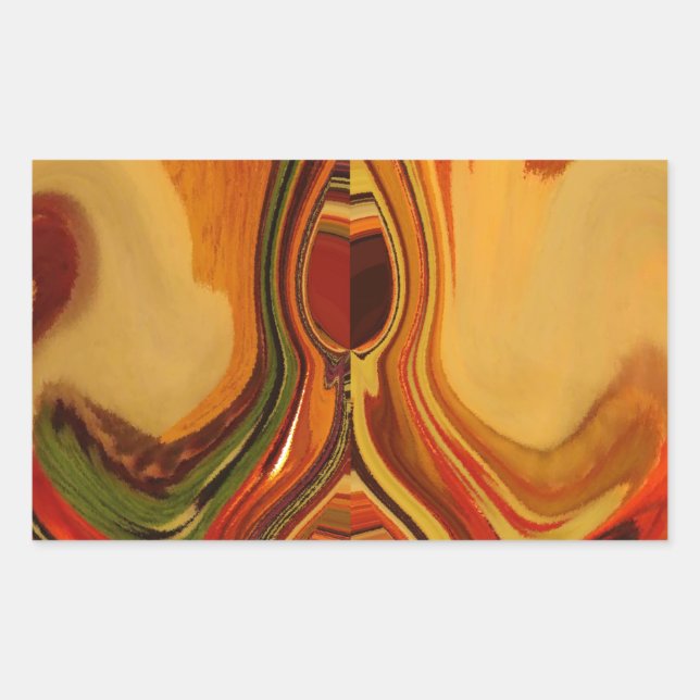 Abstract Earth Tone Swirl Art Print Rectangular Sticker (Front)