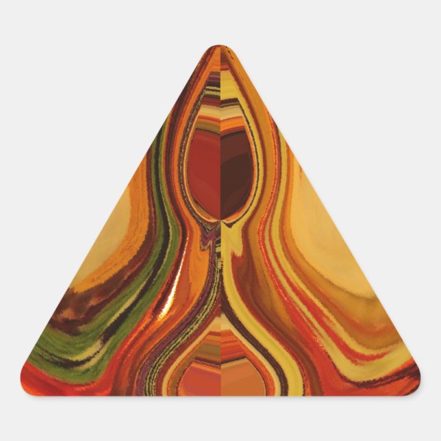 Abstract Earth Tone Swirl Art Print Triangle Sticker (Front)