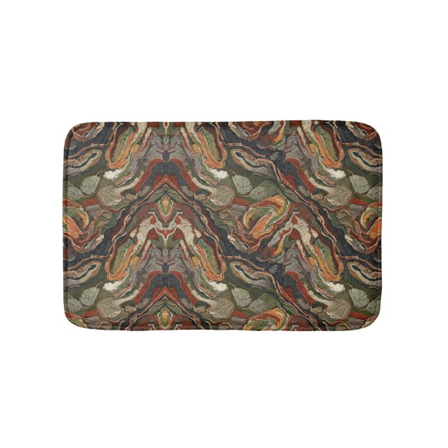 Abstract Earth Tone Swirl Pattern Bath Mat (Front)