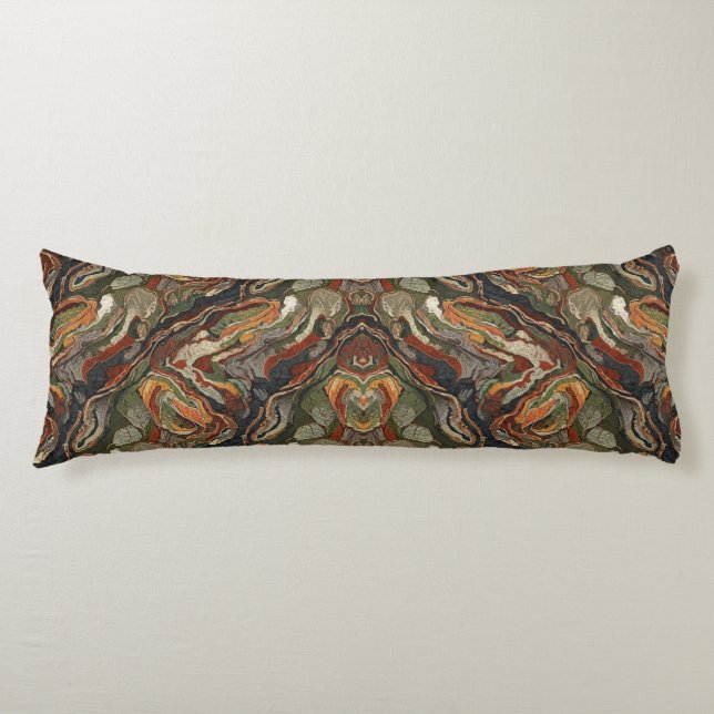 Abstract Earth Tone Swirl Pattern Body Cushion (Front)