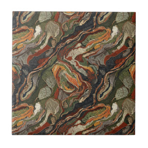 Abstract Earth Tone Swirl Pattern Ceramic Tile
