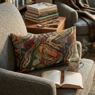 Abstract Earth Tone Swirl Pattern Lumbar Cushion