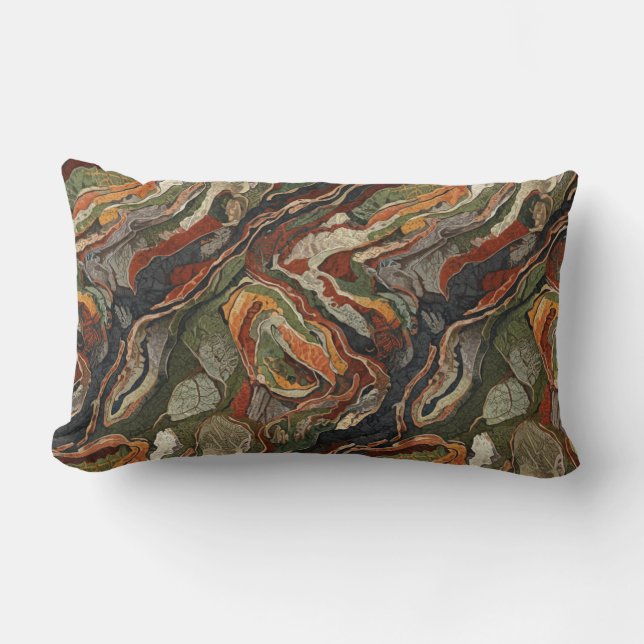 Abstract Earth Tone Swirl Pattern Lumbar Cushion (Front)