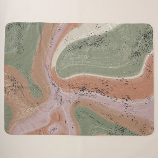 Abstract Earthly Colour Liquid Design Sherpa Blanket