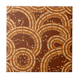 Abstract Earthtoned Swirls Tile