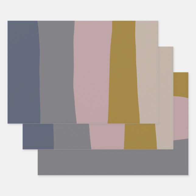 Abstract Earthy Stripes Modern Aesthetic Soft  Wrapping Paper Sheet (Set)