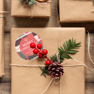 Abstract editable brushstrokes gold red Christmas Classic Round Sticker