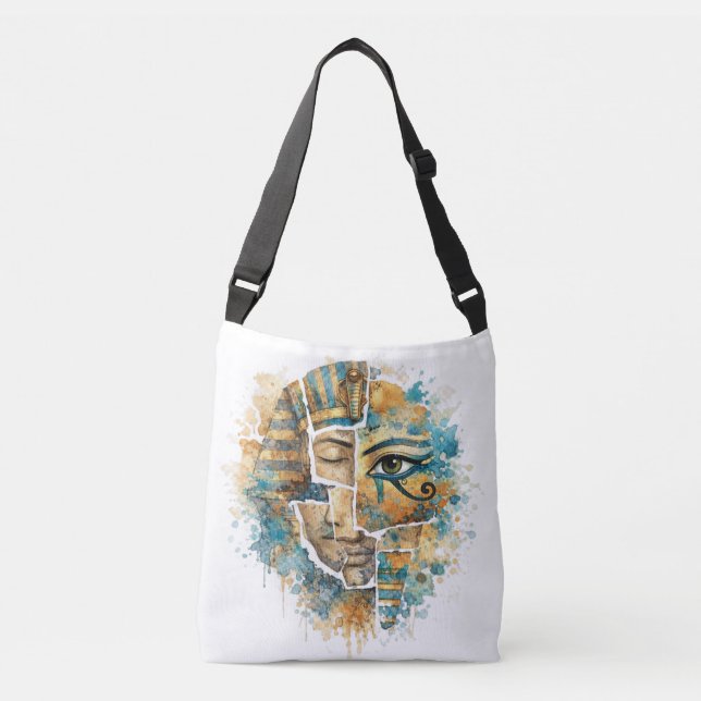 Abstract Egyptian Pharaoh Eye of Horus Mythology Crossbody Bag (Front)