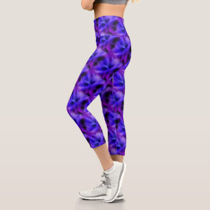 Abstract Electric Blue And Purple Design    Capri Leggings