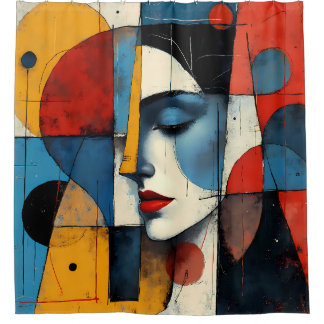 Abstract Elegance: Artistic Woman Portrait Shower Curtain