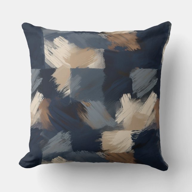 Abstract Elegance: Cream, Rust, Black & Grey  Cushion (Front)
