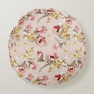 Abstract Elegance floral pattern 3 Round Cushion