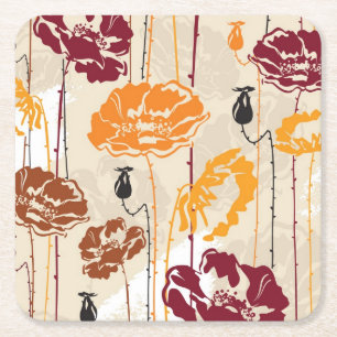 Abstract Elegance floral pattern 4 Square Paper Coaster