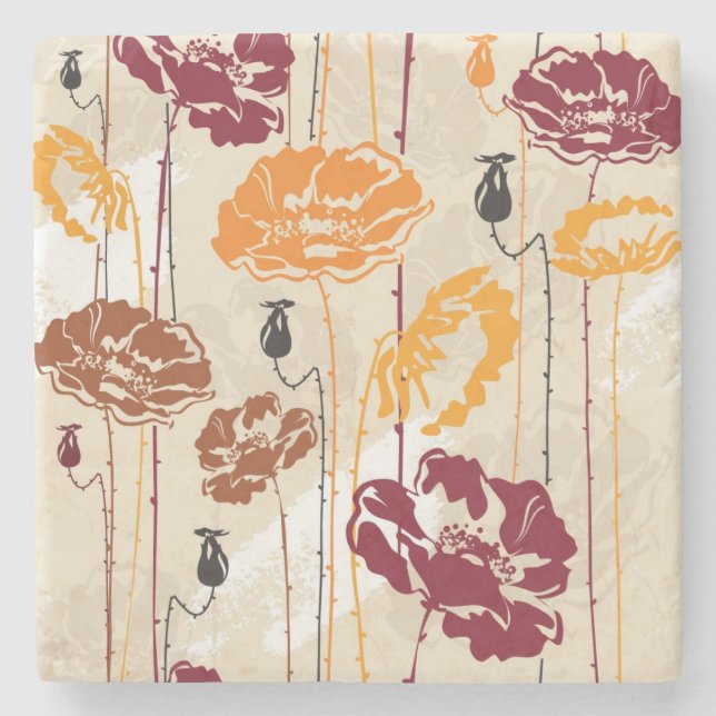 Abstract Elegance floral pattern 4 Stone Coaster (Front)