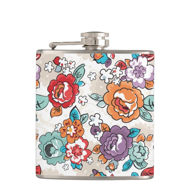 Abstract Elegance floral pattern 5 Hip Flask (Front)