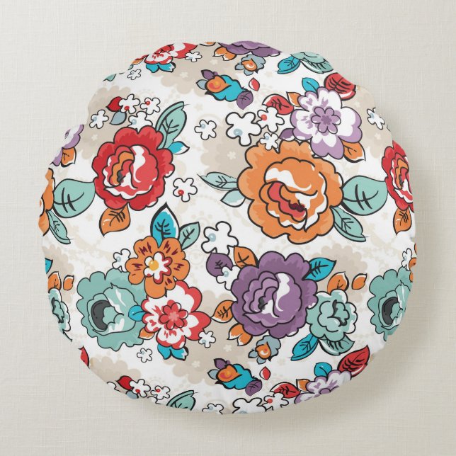Abstract Elegance floral pattern 5 Round Cushion (Front)