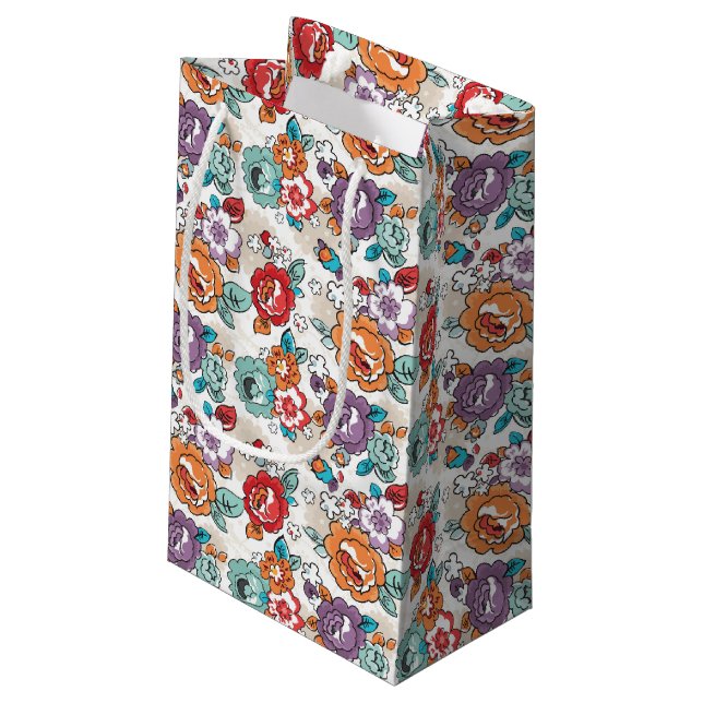 Abstract Elegance floral pattern 5 Small Gift Bag (Back Angled)