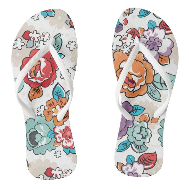 Abstract Elegance floral pattern 5 Thongs (Footbed)