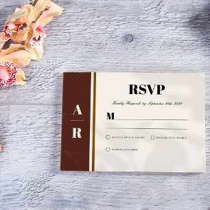 Abstract Elegance Golden Frame RSVP Card