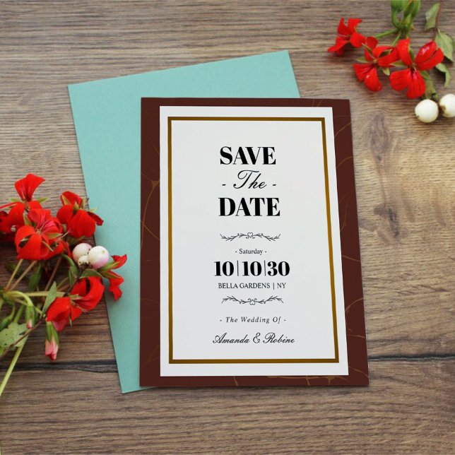 Abstract Elegance Golden Frame Save The Date (Creator Uploaded)