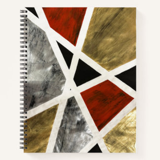 Abstract Elegance Notebook - Black, Red, Gold Art
