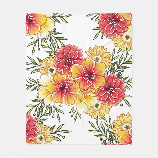 Abstract elegance seamless pattern with floral bac fleece blanket (Front)