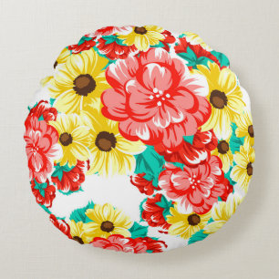 Abstract elegance seamless pattern with floral bac round cushion