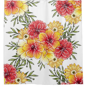 Abstract elegance seamless pattern with floral bac shower curtain