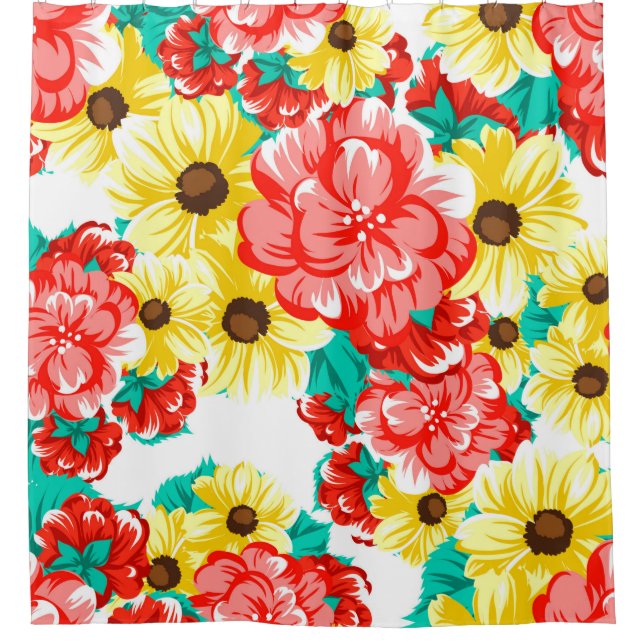 Abstract elegance seamless pattern with floral bac shower curtain (Front)